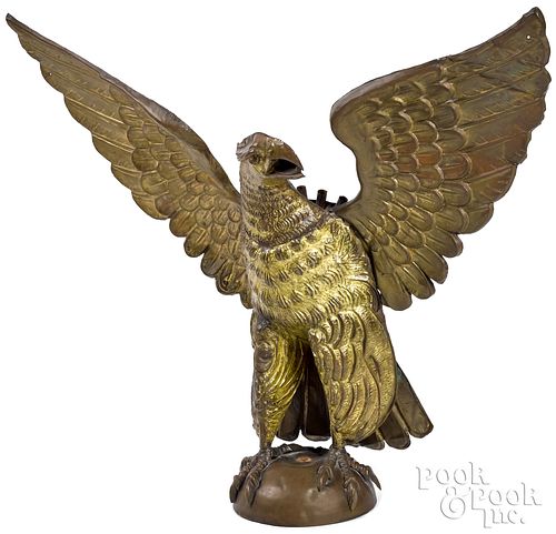 American stamped and gilt brass parade eagle, late