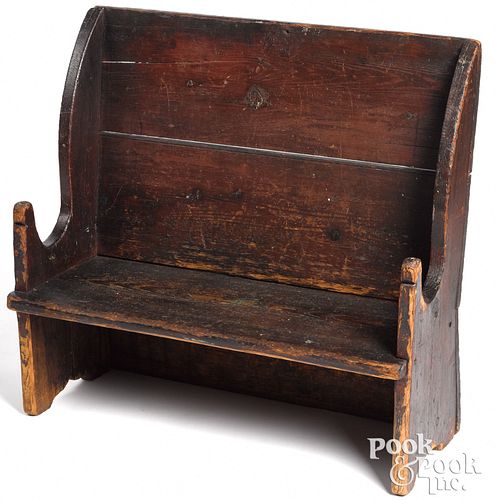 Child's New England pine settle bench