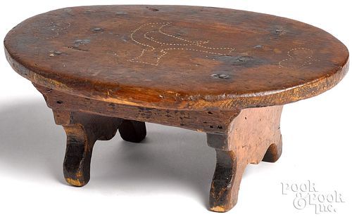 Pennsylvania punch decorated pine foot stool
