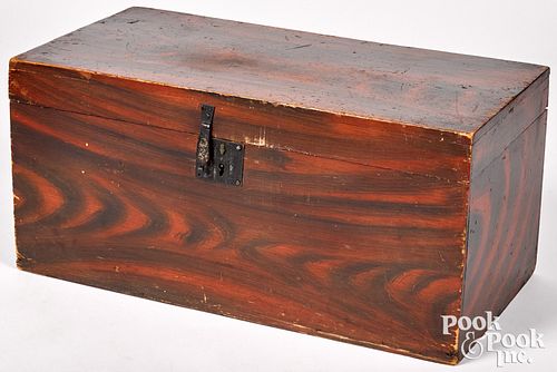 New England painted pine lock box, 19th c.