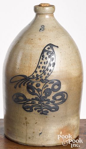 New York three-gallon stoneware jug, 19th c.