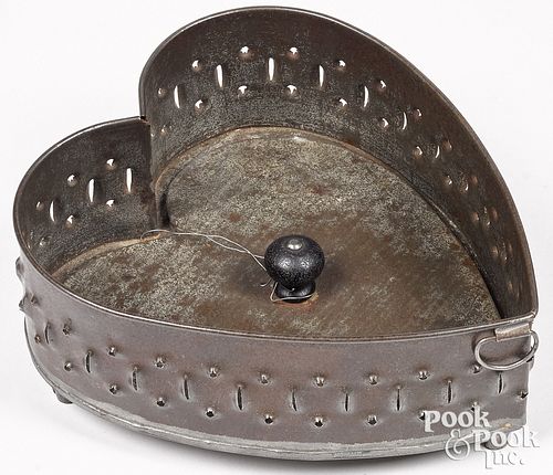 Pennsylvania punched tin heart cheese strainer