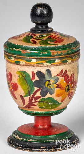 Joseph Lehn turned and painted lidded saffron cup