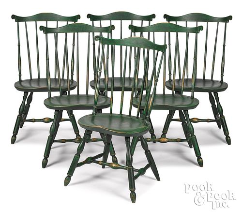 Six Drew Lausch Lancaster style Windsor chairs