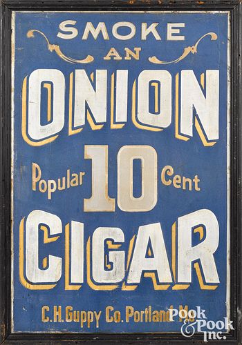 Painted tin Onion Cigar trade sign, early 20th c.