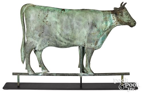 Swell bodied copper cow weathervane, 19th c.