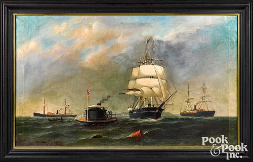 Alexander Stuart oil on canvas naval scene