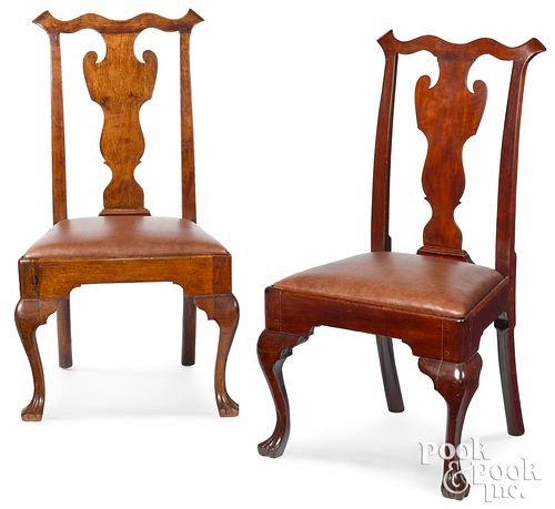 Two similar Pennsylvania Queen Anne walnut chairs