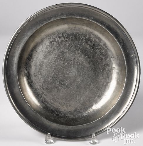 Connecticut or Maryland pewter deep dish, ca. 1800