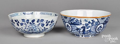 Two Delft blue and white bowls, mid 18th c.