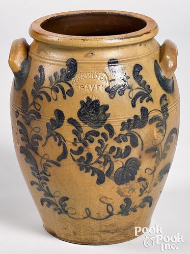 Pennsylvania four-gallon stoneware crock, 19th c.