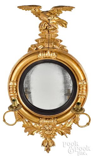 Small giltwood girandole mirror, ca. 1800