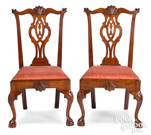 Pair of Pennsylvania Chippendale dining chairs