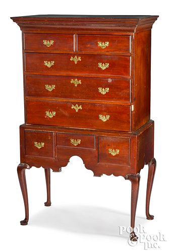 New England Queen Anne stained birch high chest
