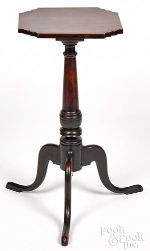 Delicate New England maple candlestand, ca. 1800