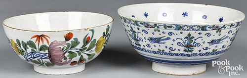 Two Delft polychrome bowls, mid 18th c.