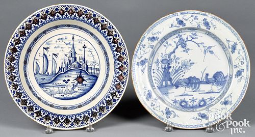 Delft charger and deep dish, mid 18th c.