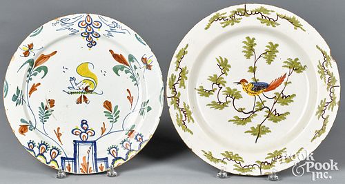 Two Delft polychrome chargers, mid 18th c.
