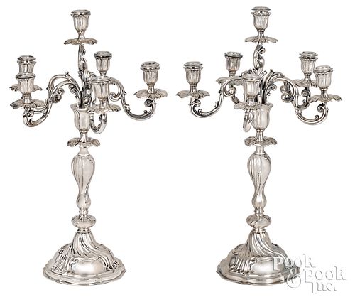 Pair of German 800 silver candelabras, late 19th c