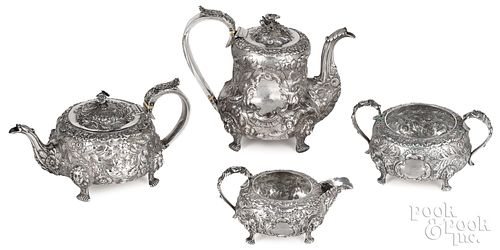 English four-piece silver tea and coffee service