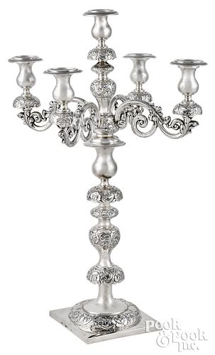 Polish silver candelabrum, 19th c.