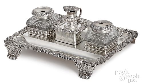 English silver standish, 1819-1820