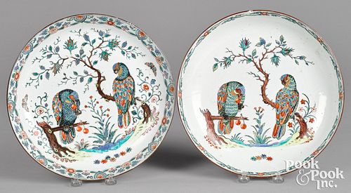 Two Chinese export porcelain parrot plates