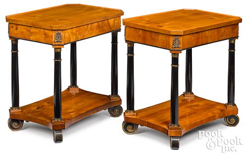 Pair of Biedermeier satinwood end tables, ca. 1840