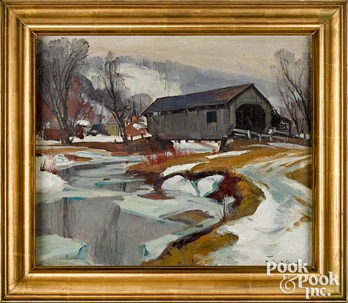Emile Albert Gruppe oil on canvas winter landscape