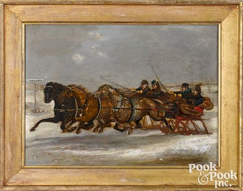 Charles Spencer Humphreys oil on board sleigh race