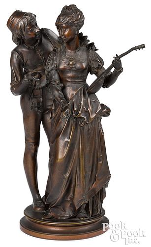 Fauve De Brousse bronze of a young man and woman