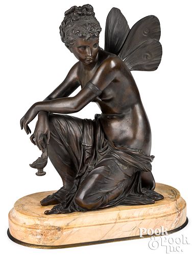 Eugene Laurent bronze of a kneeling nymph
