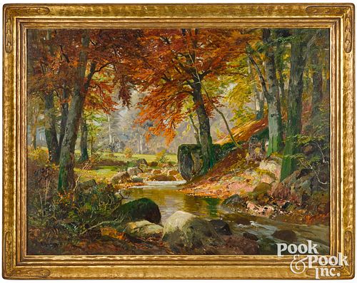 Alois Arnegger oil on canvas wooded landscape