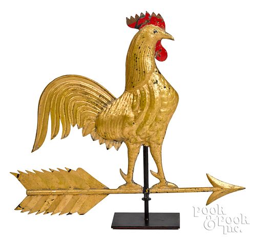 Swell bodied copper rooster weathervane, 19th c.