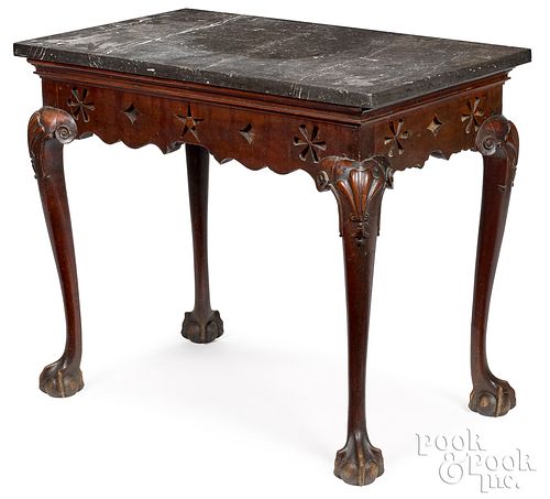 Rare New England Chippendale cherry slab table