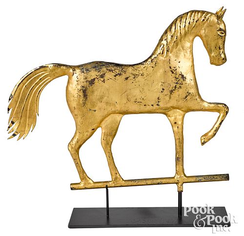 Swell bodied copper prancing horse weathervane
