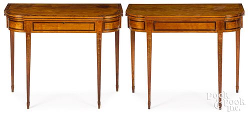Pair of Adams satinwood card tables, ca. 1800