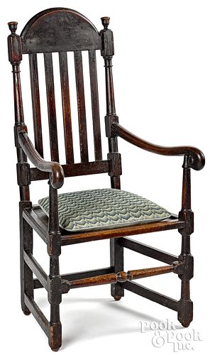 George I oak banisterback armchair, ca. 1720.