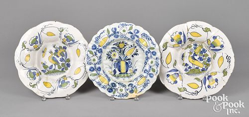 Three Delft lobed dishes, early 18th c.