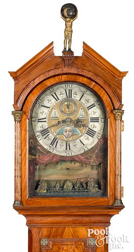 Dutch mahogany tall case clock, 18th c.