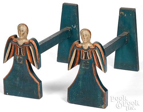 Scandinavian painted angel dower chest supports