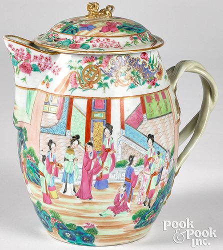 Chinese export porcelain rose Canton cider pitcher