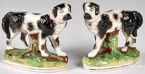 Scarce pair of Staffordshire Newfoundland dogs