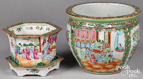Chinese export porcelain flowerpot and jardinière
