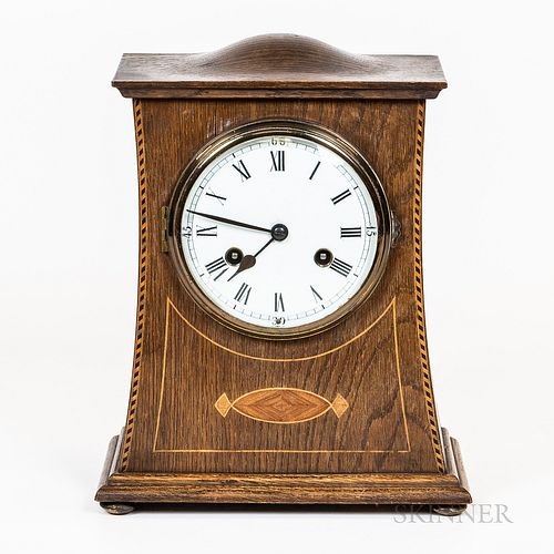 German Philip Haas & Son Mahogany Inlaid Shelf Clock