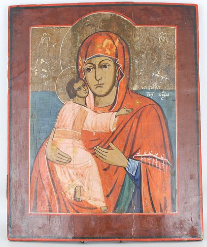 19th C. Russian Icon, Virgin and Christ