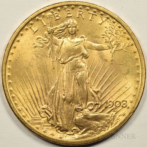 1908 St. Gaudens Double Eagle, No Motto