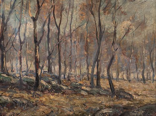 Henry Ward Ranger (American, 1858-1916) Old Stone Walls in an Autumnal Wood