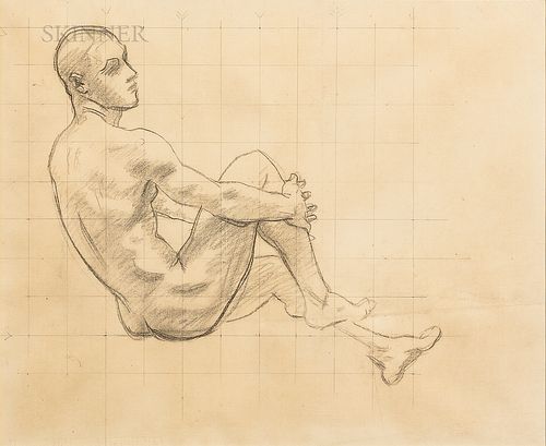John Singer Sargent (American, 1856-1925) Study of a Male Figure, Semi-reclining