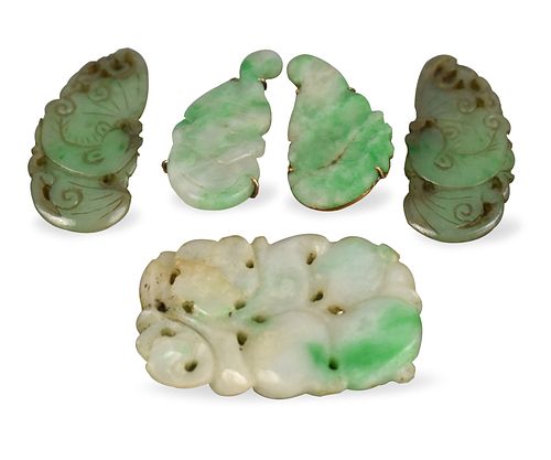 5 Chinese Jadeite Pendants, Late Qing Dynasty